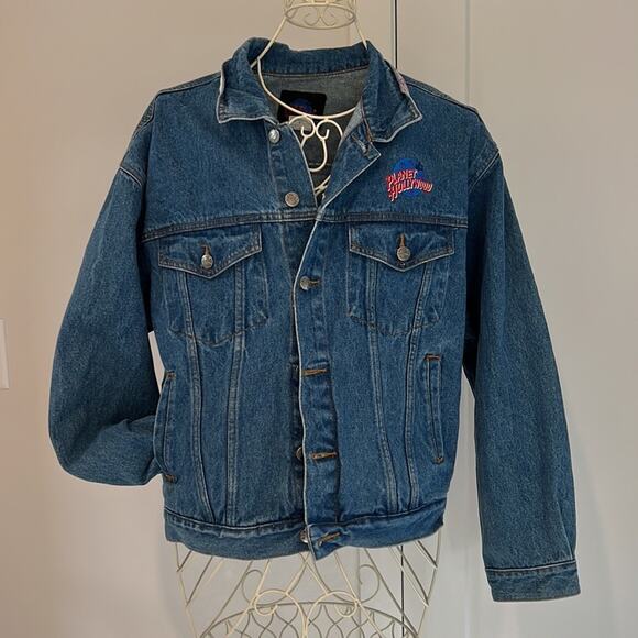 Vintage Planet Hollywood medium blue denim button up San Francisco jean jacket - Picture 1 of 11